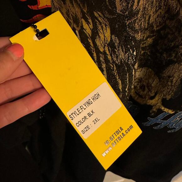 NEW Gifted LA Flying High Hoodie Black Flame Graphic 2XL NWT Streetwear - Picture 4 of 6